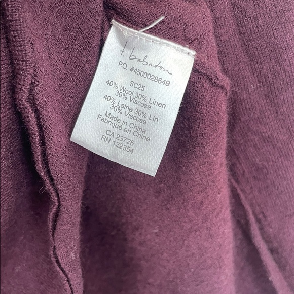 😊 _Babaton Wool Linen Blend V-Neck Sweater - Deep Burgundy • Size Small - Picture 13 of 15